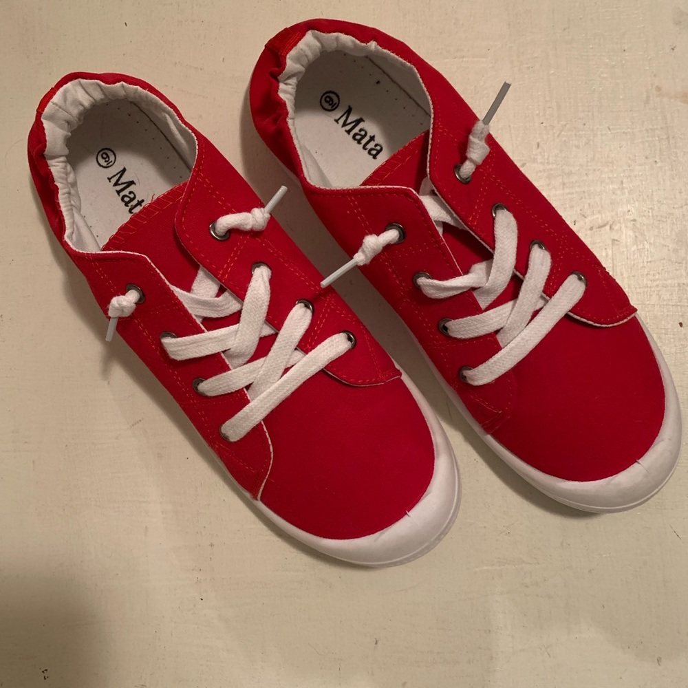 Red sneakers